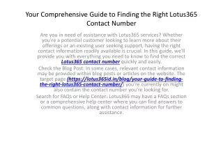 Your Comprehensive Guide to Finding the Right Lotus365
