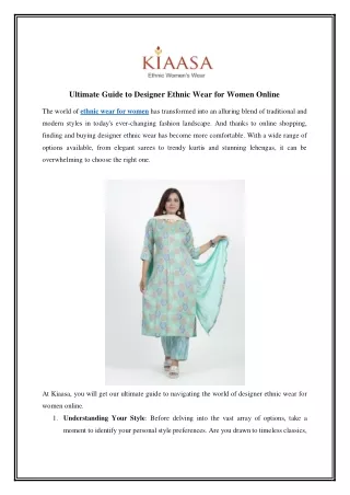 Ultimate Guide to Designer Ethnic Wear for Women Online