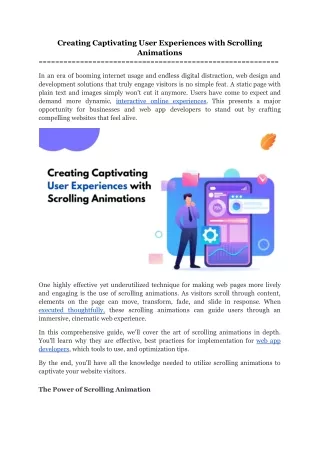 Creating Captivating User Experiences with Scrolling Animations