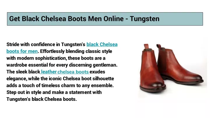 get black chelsea boots men online tungsten