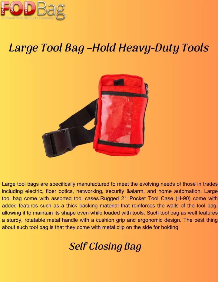 large tool bag hold heavy duty tools