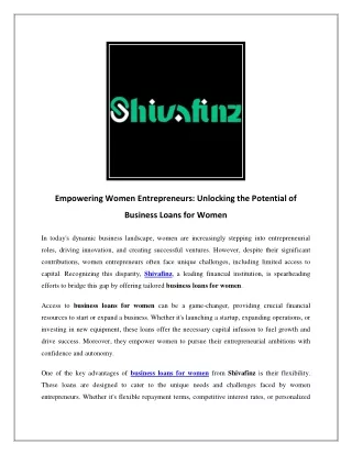 PERSONAL LOAN FOR WOMEN - Shivafinz