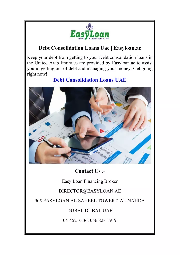 debt consolidation loans uae easyloan ae