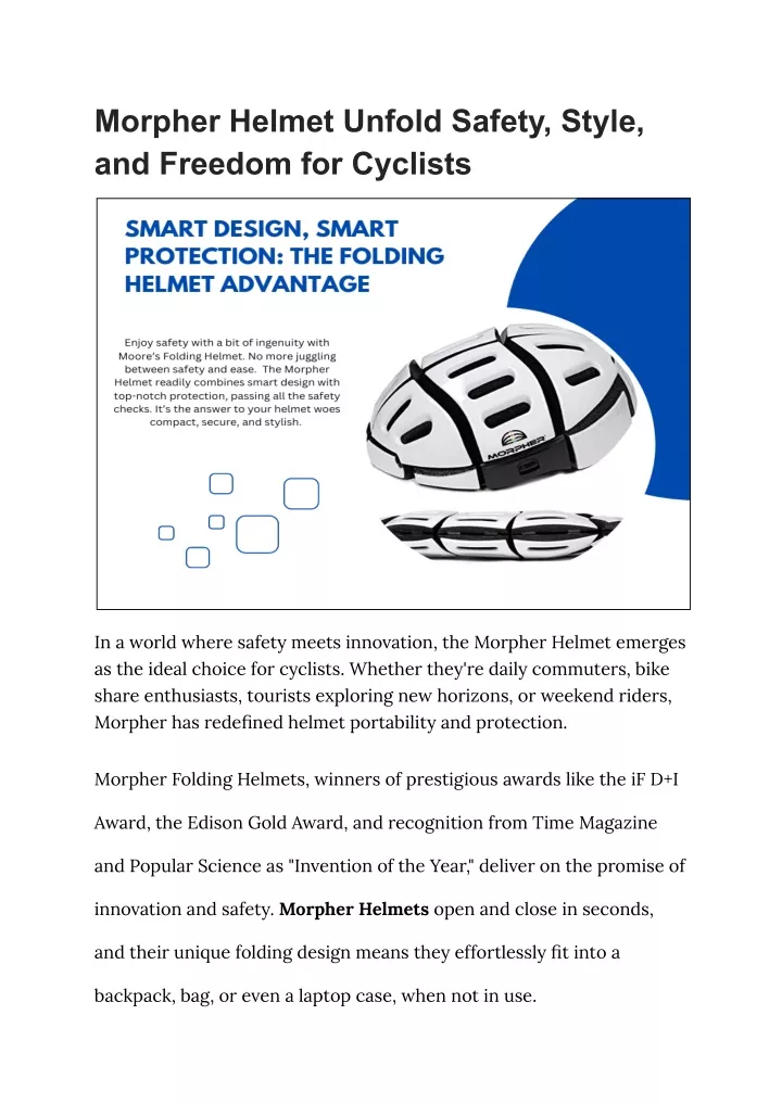 morpher helmet unfold safety style and freedom