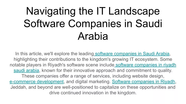 navigating the it landscape software companies