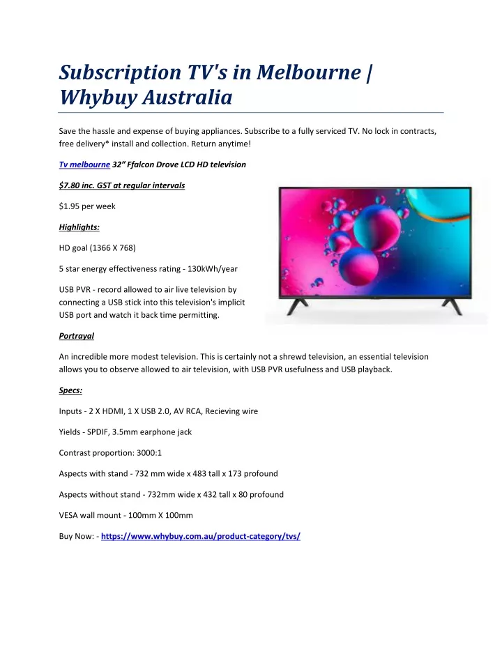 subscription tv s in melbourne whybuy australia