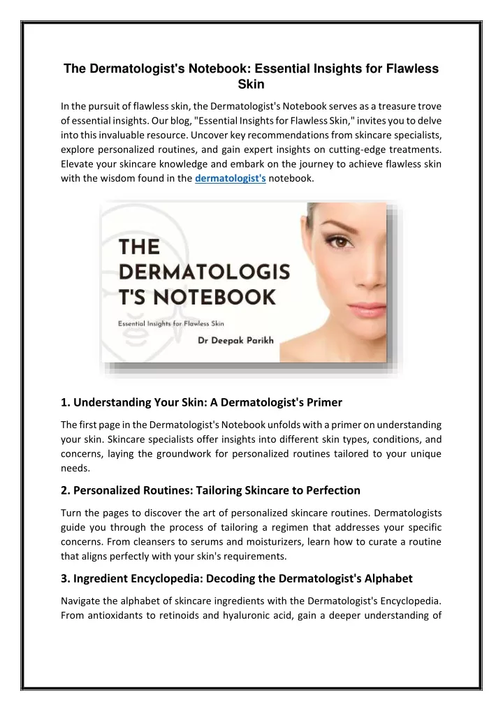 the dermatologist s notebook essential insights
