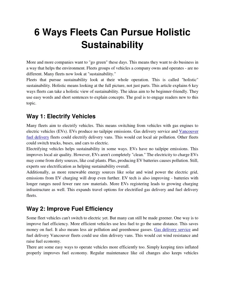 6 ways fleets can pursue holistic sustainability