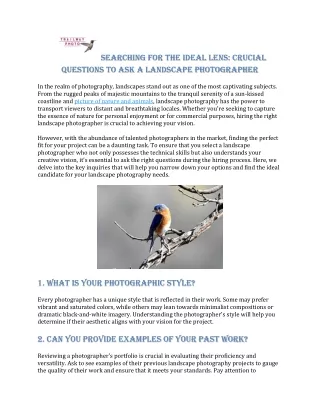 Ask a Landscape Photographer Important Questions to Help You Choose the Right Le