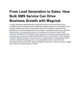 From Lead Generation to Sales How Bulk SMS Service Can Drive Business Growth