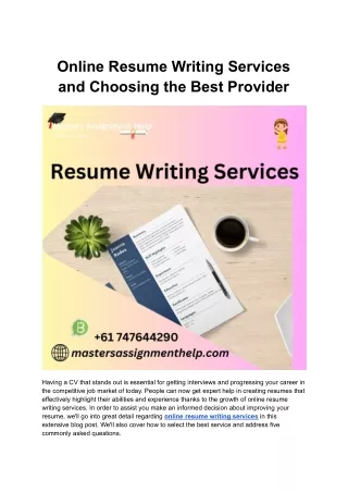 online resume writing services and choosing