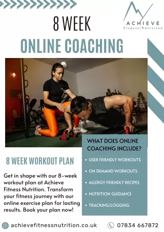 8-Week Online Coaching | Workout Plan - Achieve Fitness & Nutrition