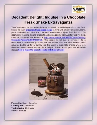 Chocolate Freak Shake Recipe