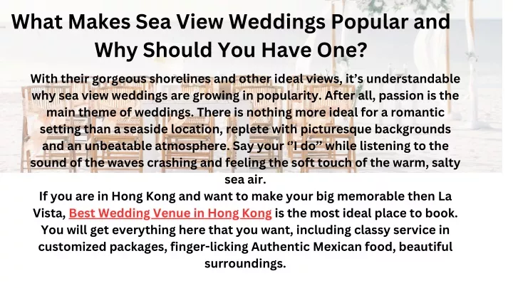 what makes sea view weddings popular