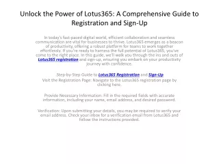 Unlock the Power of Lotus365: A Comprehensive Guide to Registration and Sign-Up