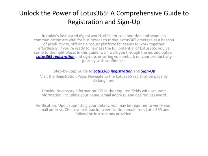 unlock the power of lotus365 a comprehensive guide to registration and sign up