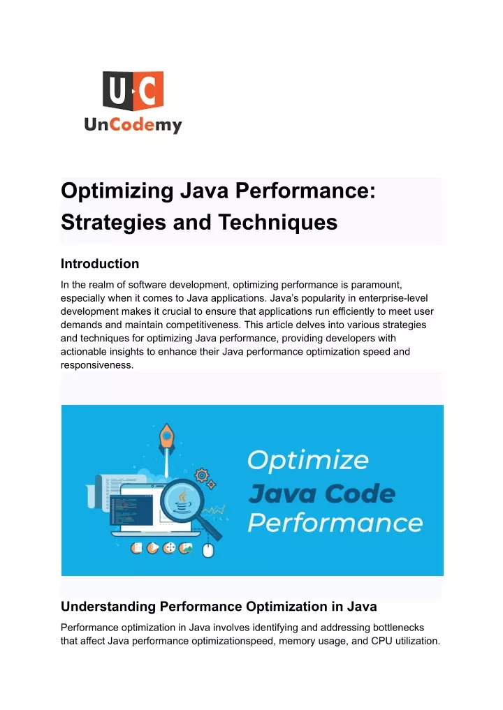 optimizing java performance strategies