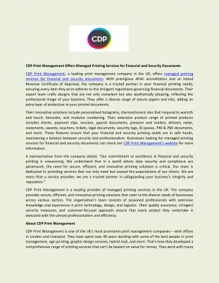 cdp print management offers managed printing