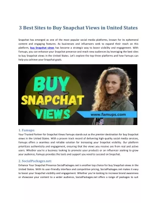 3 Best Sites to Buy Snapchat Views in United States