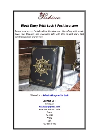 Black Diary With Lock  Poshieca.com