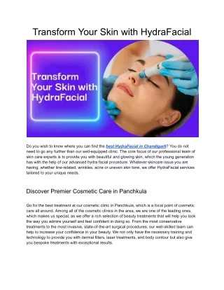 Transform Your Skin with HydraFacial