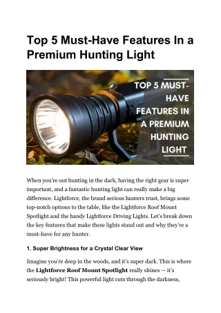 Top 5 Must-Have Features In a Premium Hunting Light
