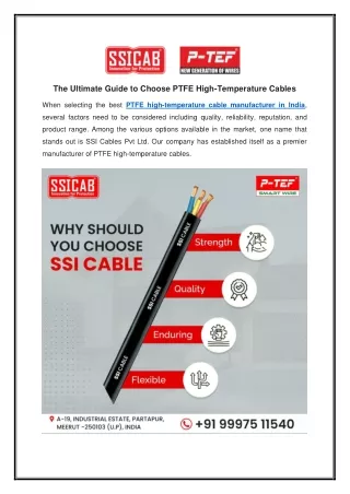 The Ultimate Guide to Choose PTFE High-Temperature Cables