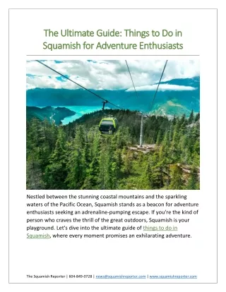 The Ultimate Guide - Things to Do in Squamish for Adventure Enthusiasts