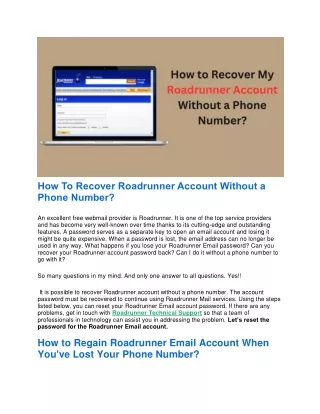 How To Recover Roadrunner Account Without a Phone Number