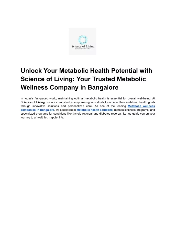 unlock your metabolic health potential with