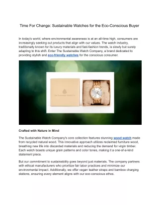 Time For Change_ Sustainable Watches for the Eco-Conscious Buyer