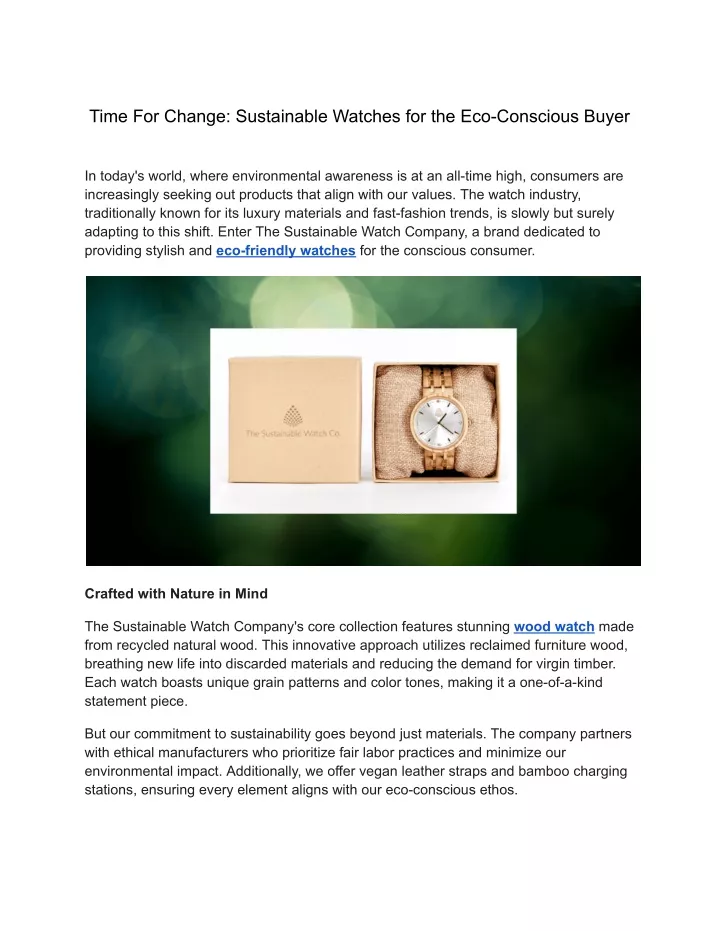 time for change sustainable watches