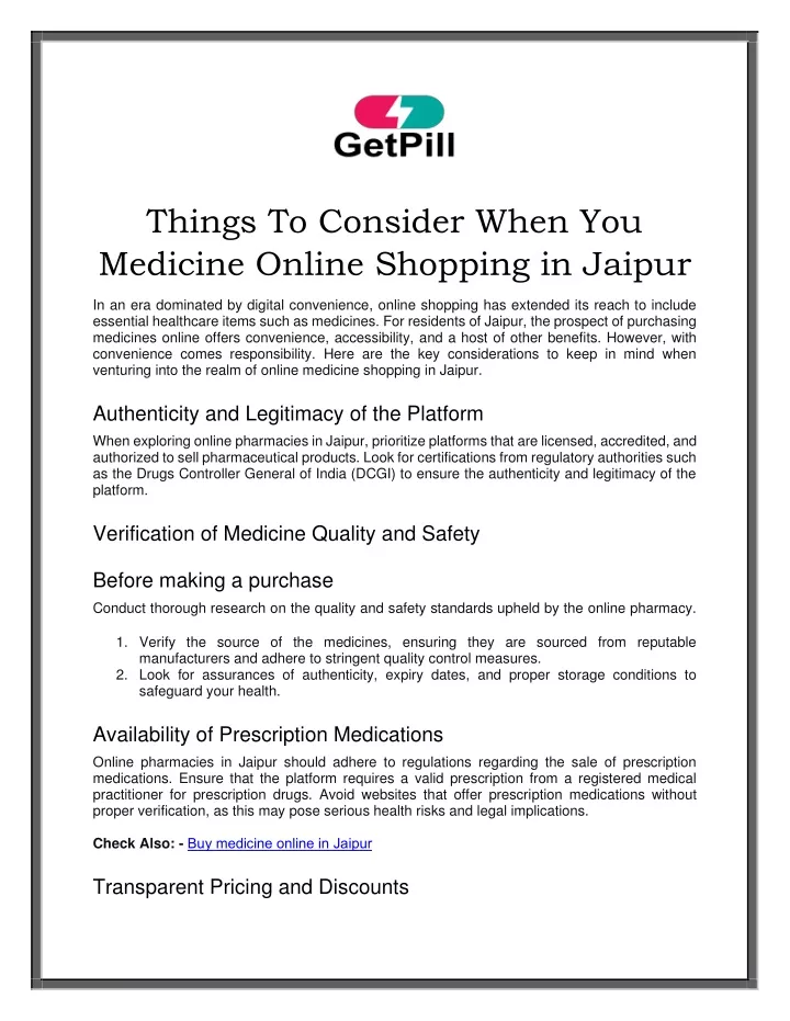 things to consider when you medicine online