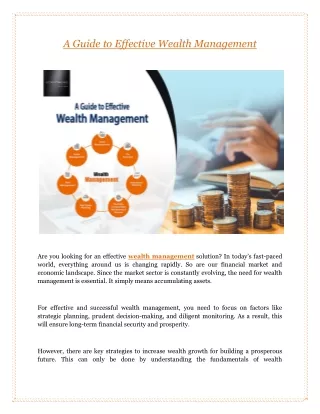 A Guide to Effective Wealth Management