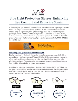 Blue Light Protection Glasses by MYRX LENSES