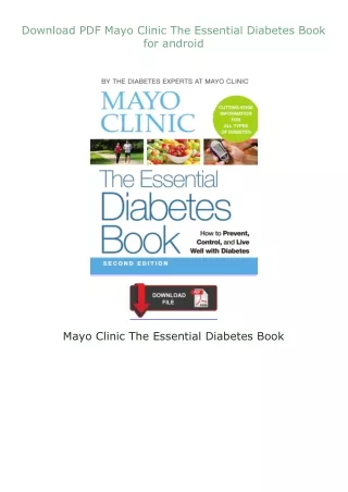 ❤Download❤ ⚡PDF⚡ Mayo Clinic The Essential Diabetes Book for android