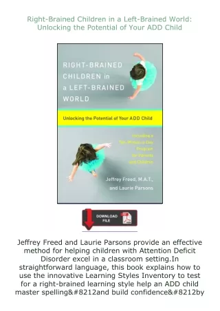 ✔️READ ❤️Online Right-Brained Children in a Left-Brained World: Unlocking the Potential of Your ADD Child