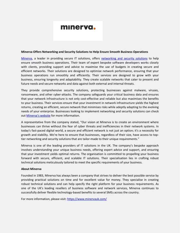 minerva offers networking and security solutions
