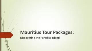 Best Mauritius Tour Packages