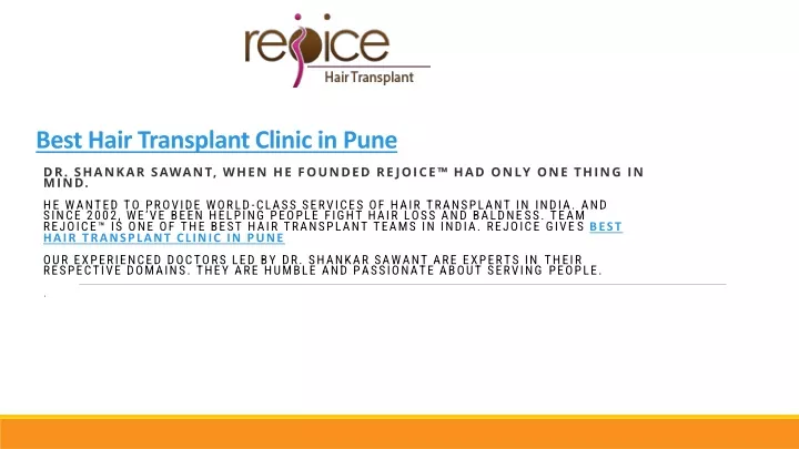 best hair transplant clinic in pune