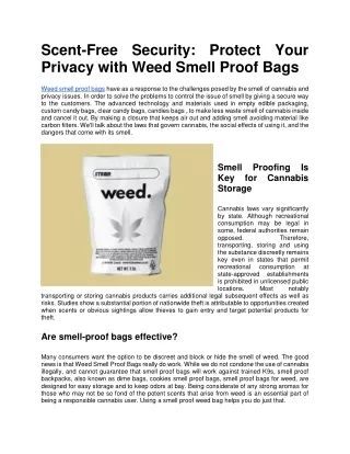 Protect Your Privacy with Weed Smell Proof Bags