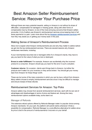 Best Amazon Seller Reimbursement Service_ Recover Your Purchase Price - Google Docs