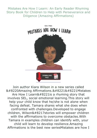 ❤️get (⚡️pdf⚡️) download Mistakes Are How I Learn: An Early Reader Rhyming Story Book for Children to Help wit