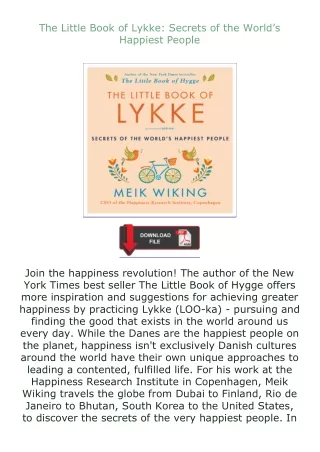 ✔️READ ❤️Online The Little Book of Lykke: Secrets of the World’s Happiest People