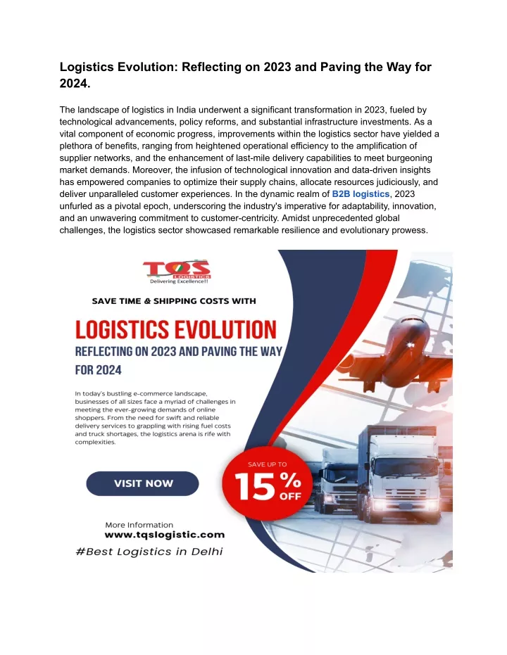 logistics evolution reflecting on 2023 and paving