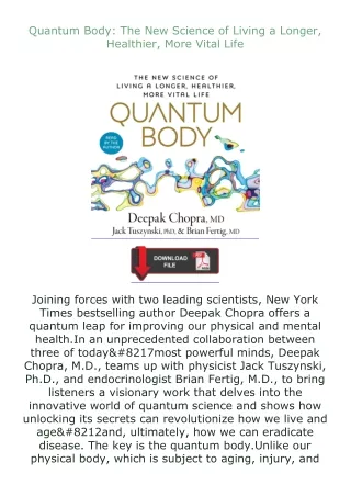 book❤[READ]✔ Quantum Body: The New Science of Living a Longer, Healthier, More Vital Life