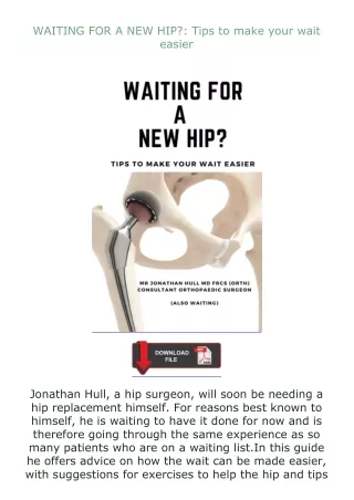 Ebook❤(download)⚡ WAITING FOR A NEW HIP?: Tips to make your wait easier