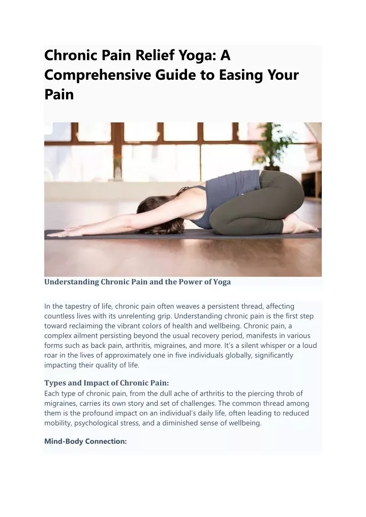 chronic pain relief yoga a comprehensive guide