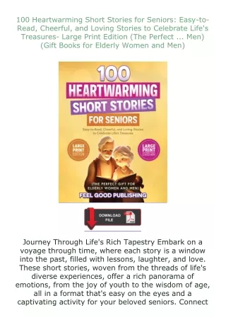 download⚡️ free (✔️pdf✔️) 100 Heartwarming Short Stories for Seniors: Easy-to-Read, Cheerful, and Loving Stori
