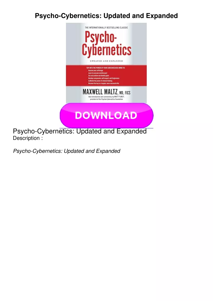 psycho cybernetics updated and expanded